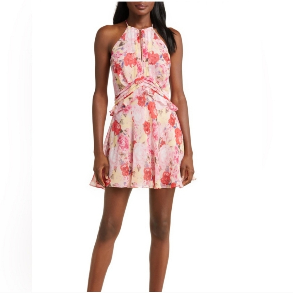FLORET STUDIOS Floral‎ Ruffle Waist Dress Size XS